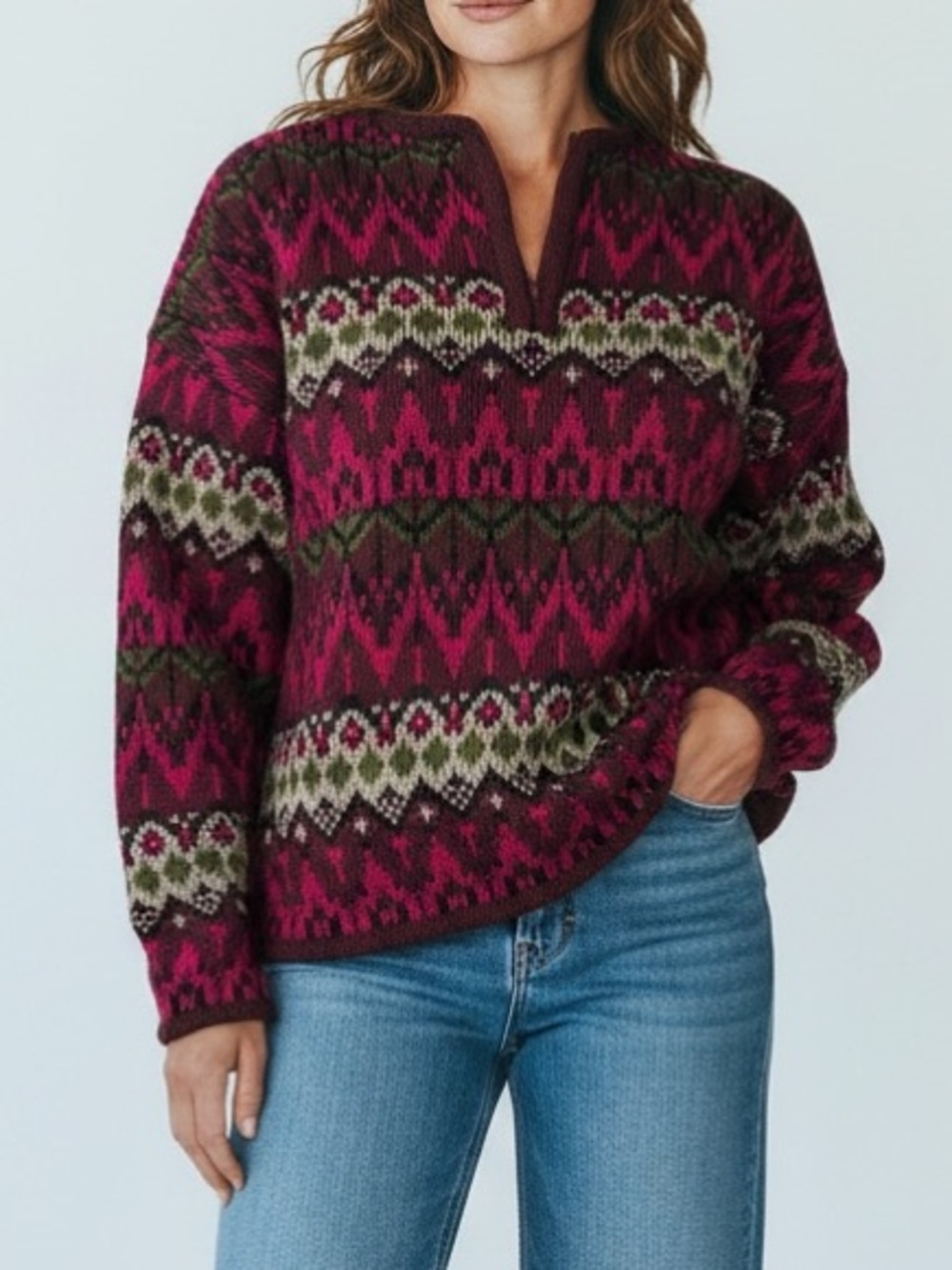 Vintage 60's Jantzen 1/4 Zip Nordic Sweater